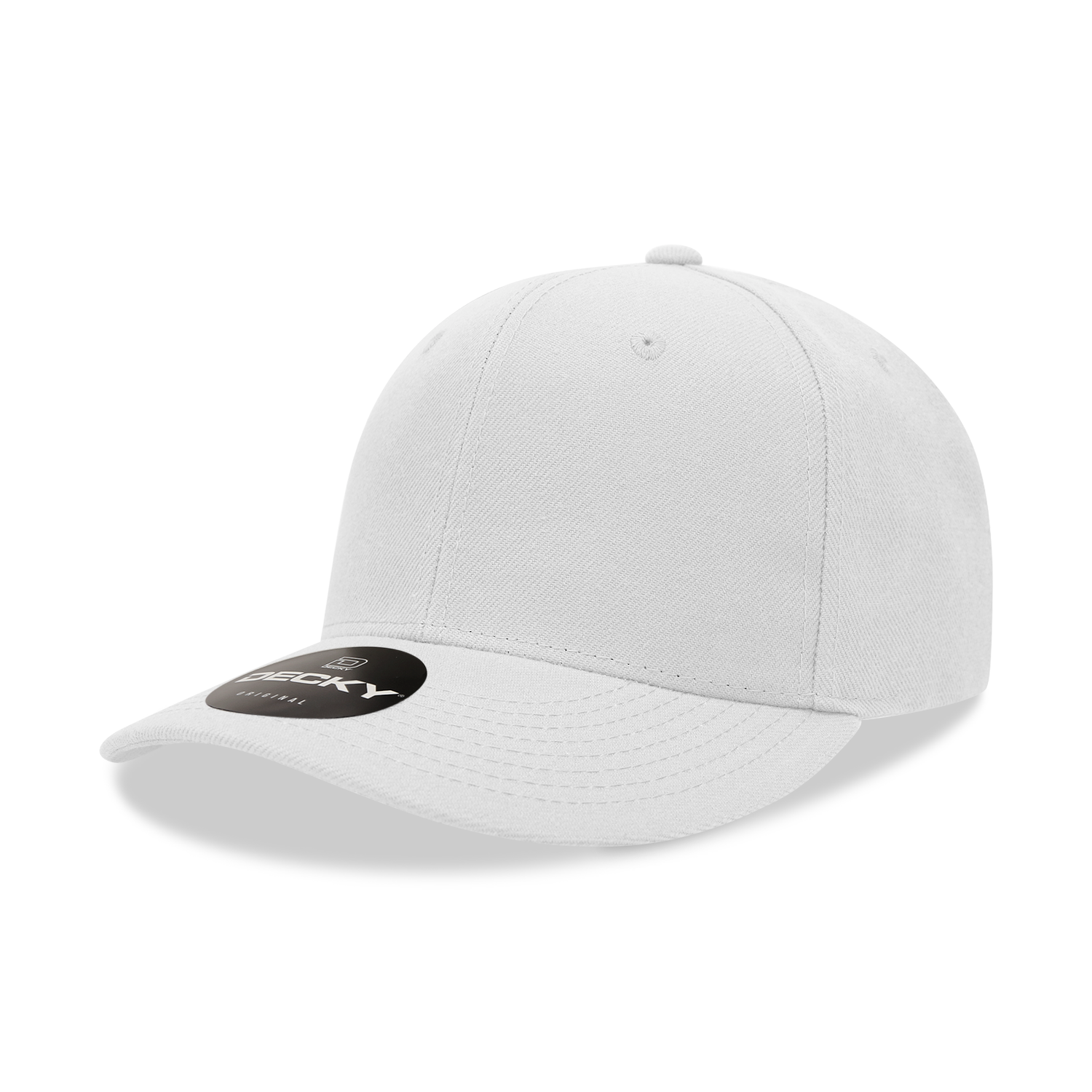 1015-6 Panel Mid Profile Structured Acrylic/Polyester Snapback, Black