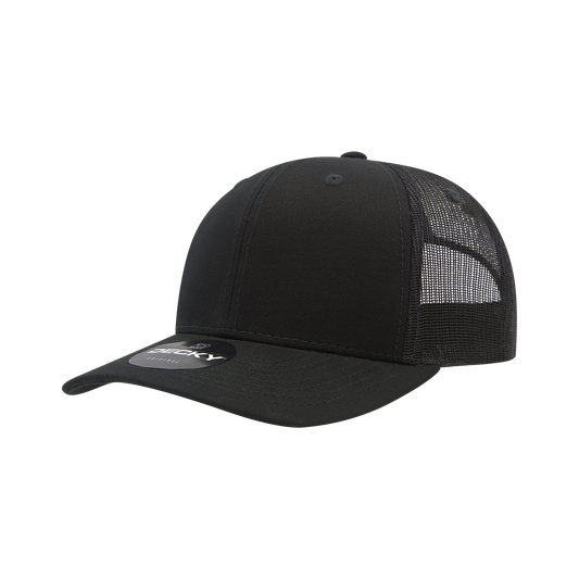 6021- 6 Panel Mid Profile Structured Cotton Blend Trucker