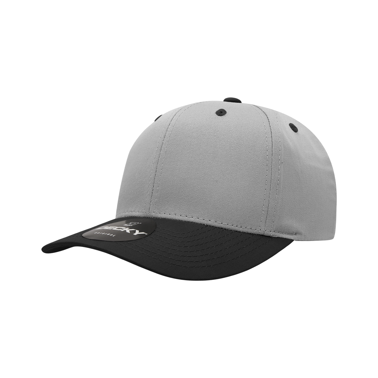 6 Panel Mid Profile Structured Cotton Blend Cap, Black