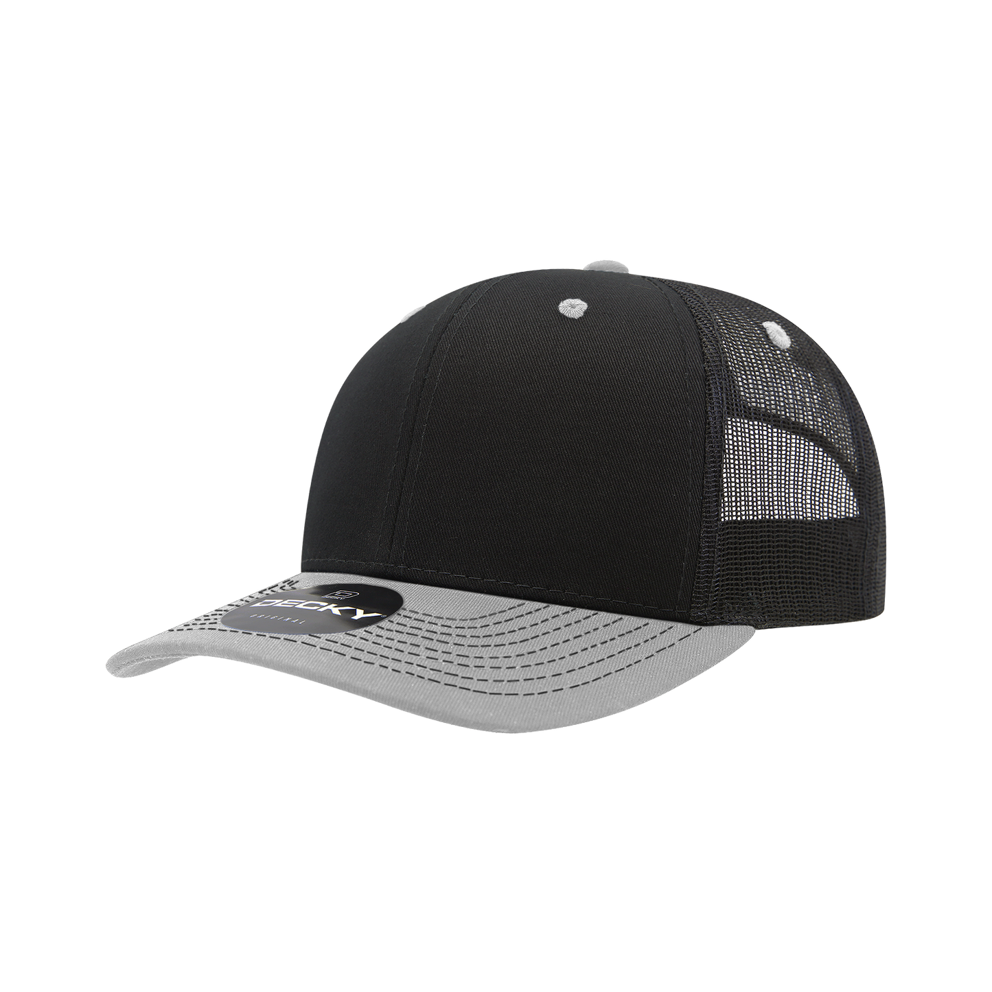 6031- 6 Panel Mid Profile Structured Contra-Stitch Trucker