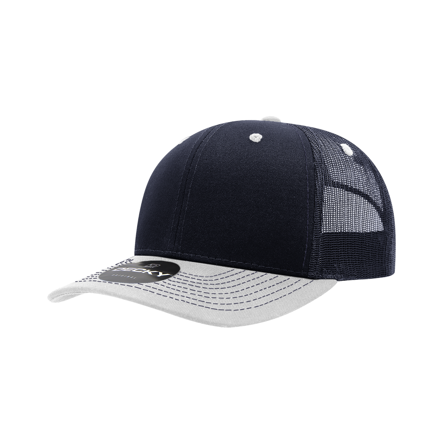 6031- 6 Panel Mid Profile Structured Contra-Stitch Trucker