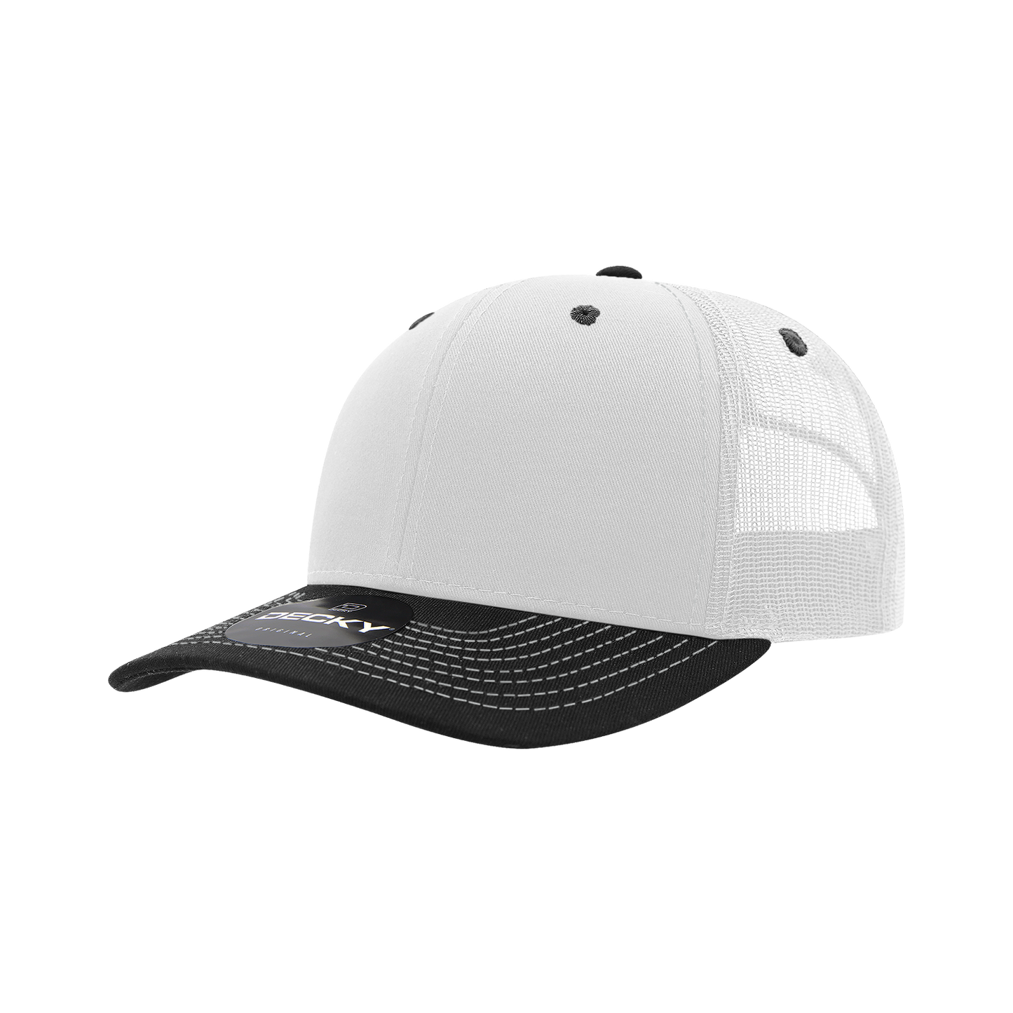 6031- 6 Panel Mid Profile Structured Contra-Stitch Trucker