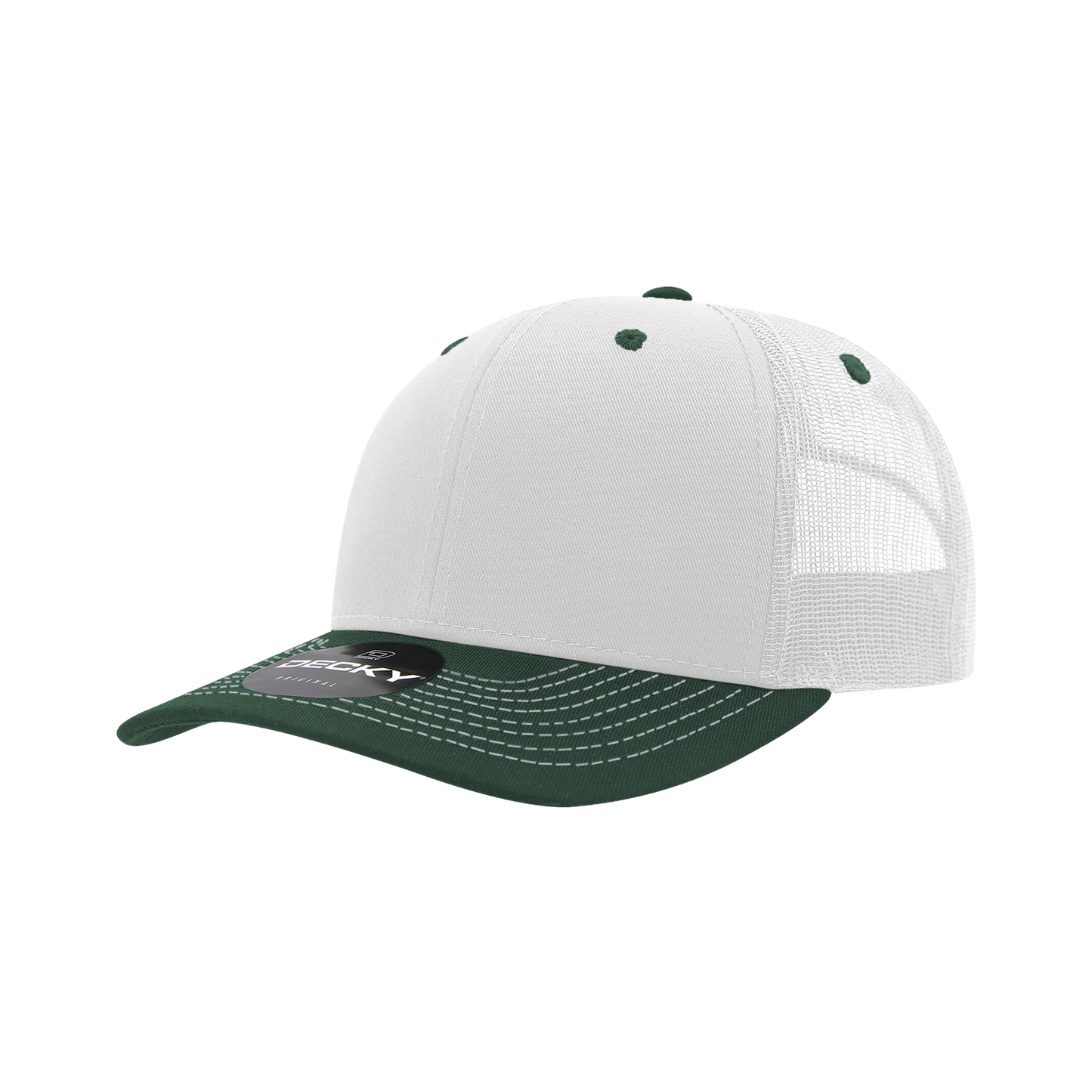 6031- 6 Panel Mid Profile Structured Contra-Stitch Trucker