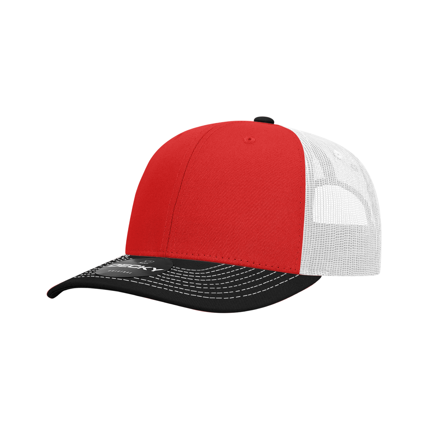 6031- 6 Panel Mid Profile Structured Contra-Stitch Trucker