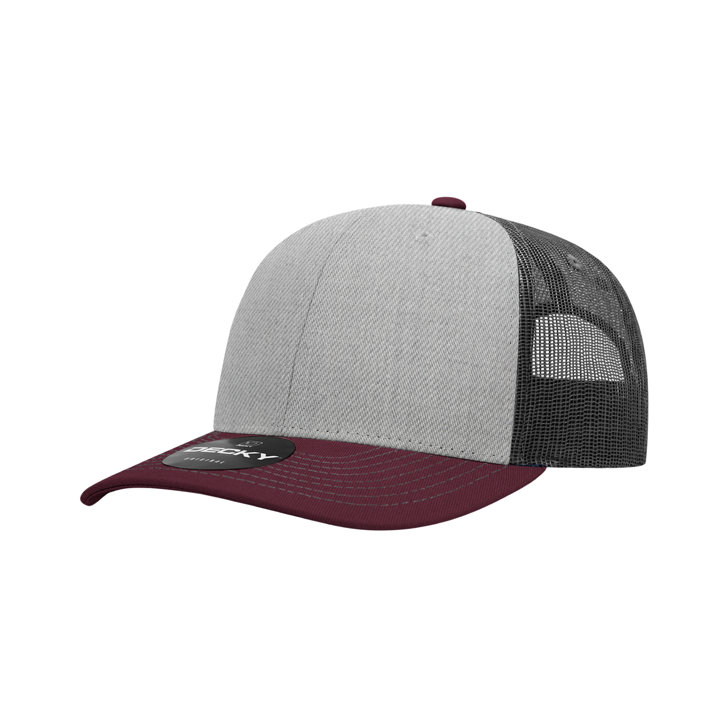 6031- 6 Panel Mid Profile Structured Contra-Stitch Trucker