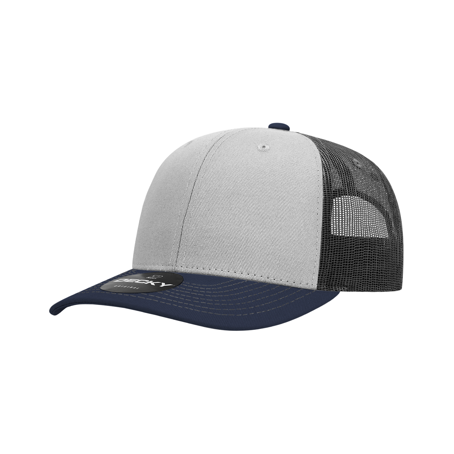 6031- 6 Panel Mid Profile Structured Contra-Stitch Trucker