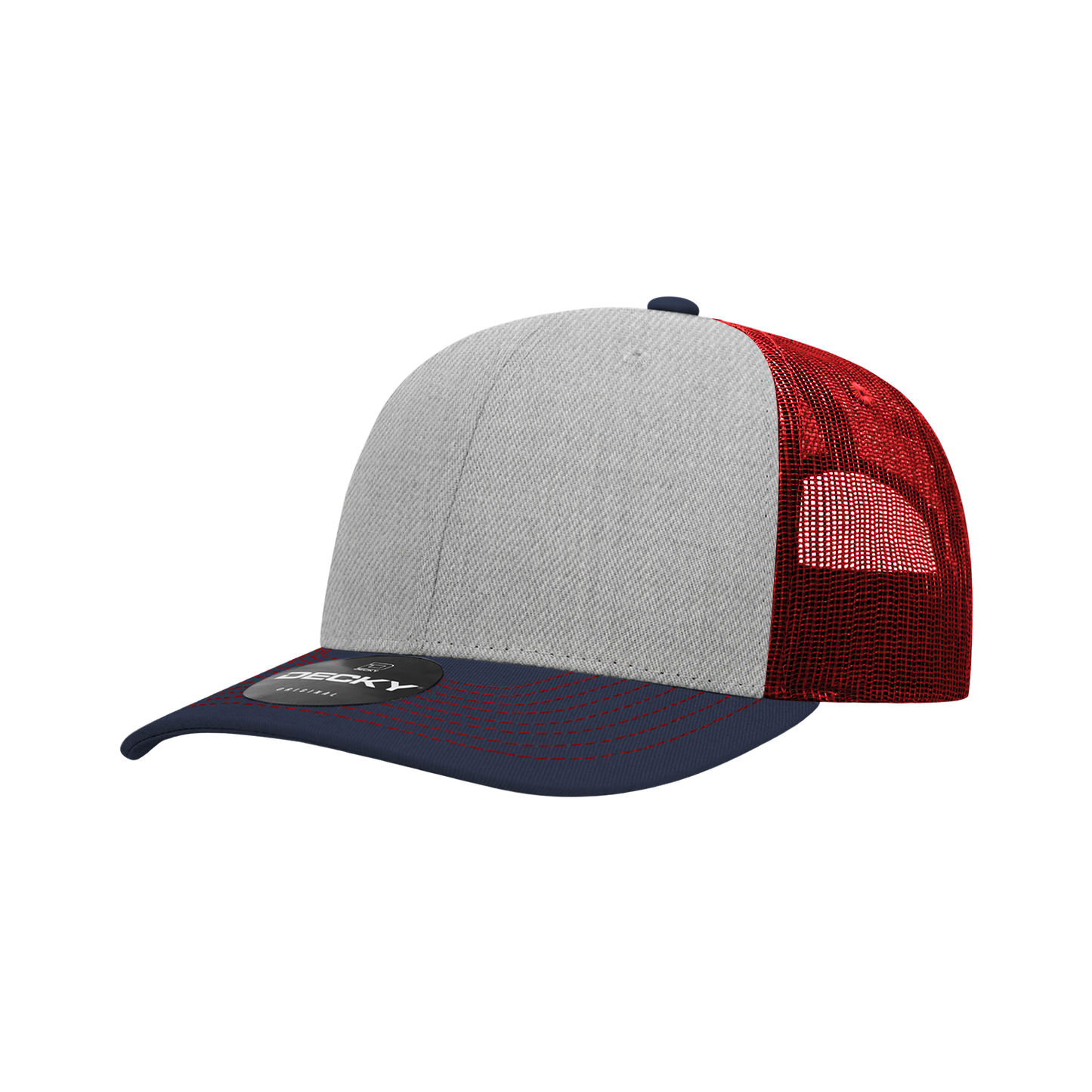 6031- 6 Panel Mid Profile Structured Contra-Stitch Trucker