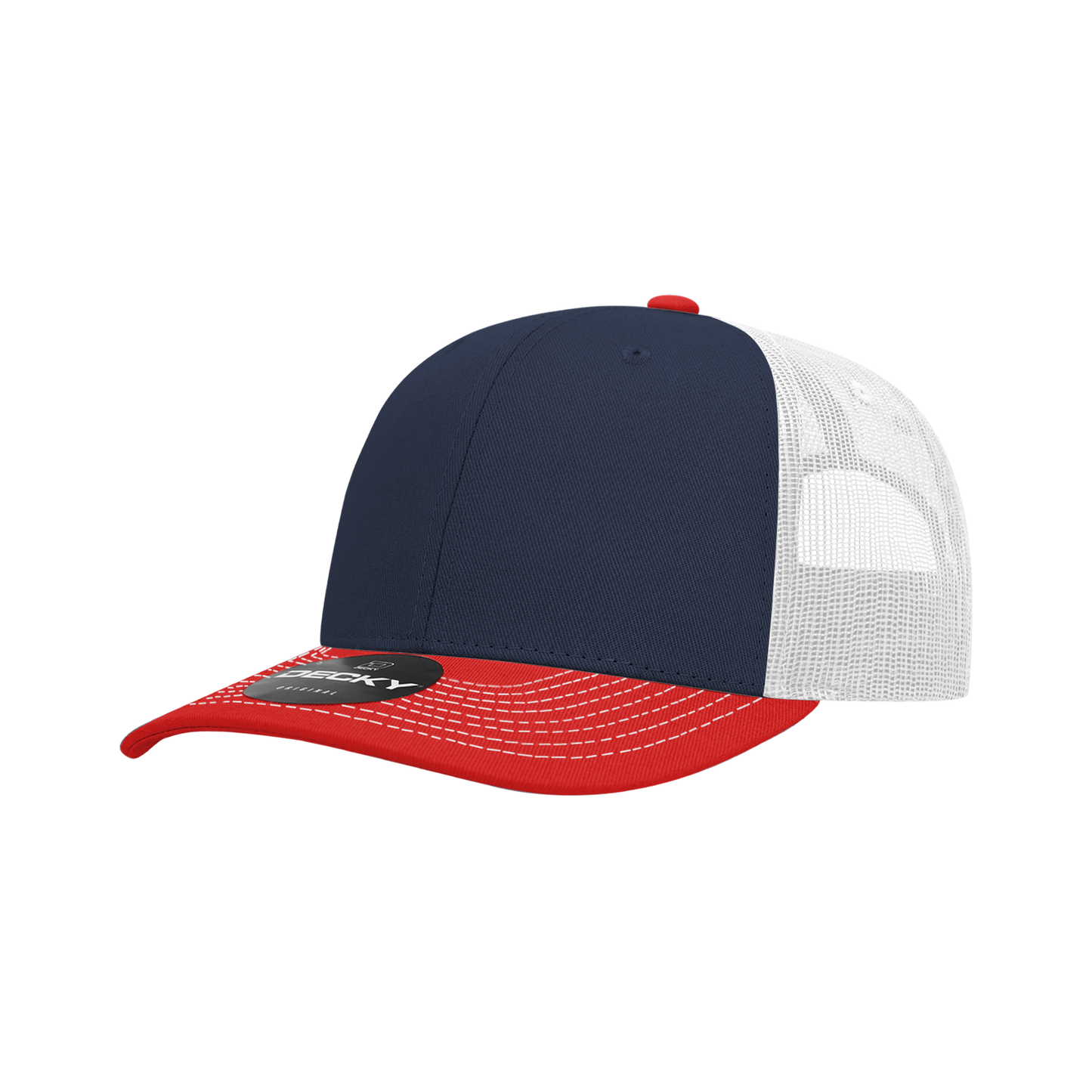 6031- 6 Panel Mid Profile Structured Contra-Stitch Trucker