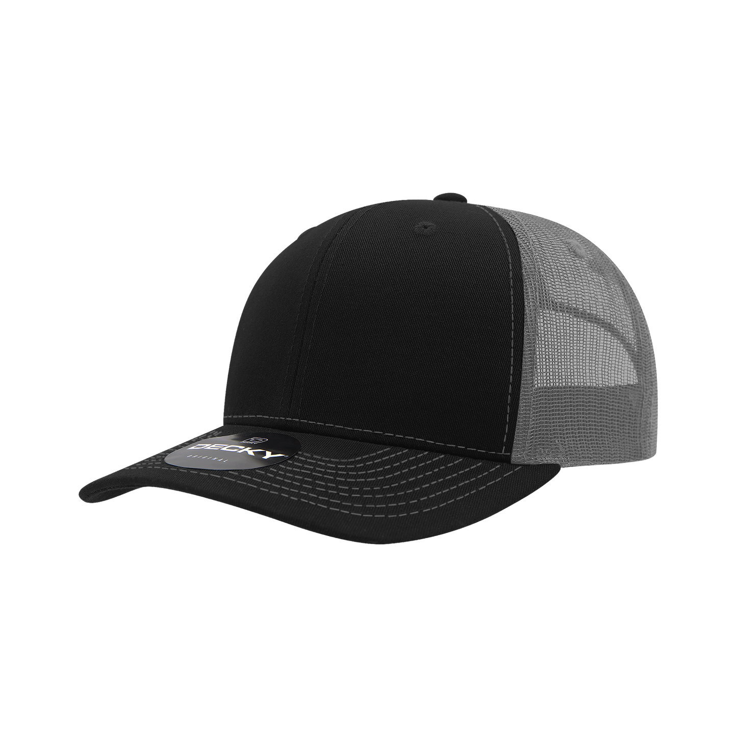 6031- 6 Panel Mid Profile Structured Contra-Stitch Trucker