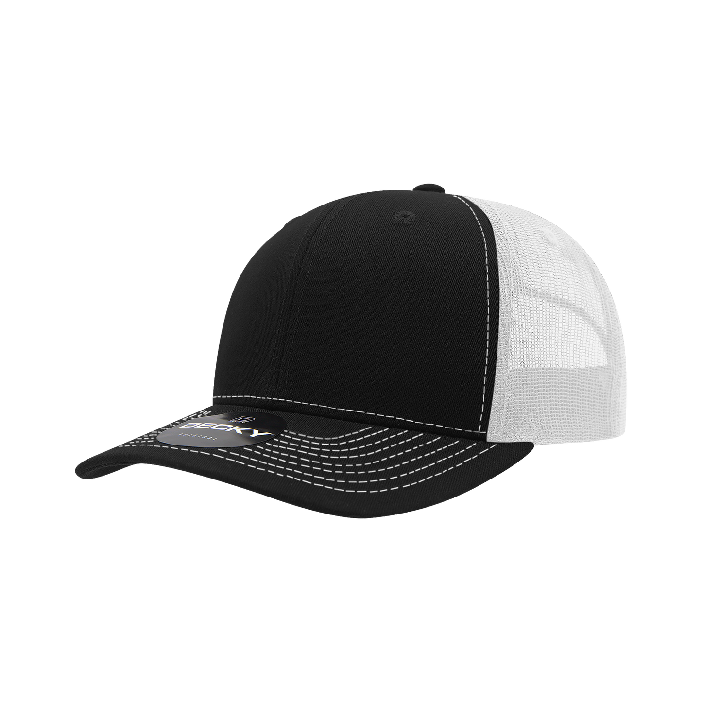 6031- 6 Panel Mid Profile Structured Contra-Stitch Trucker