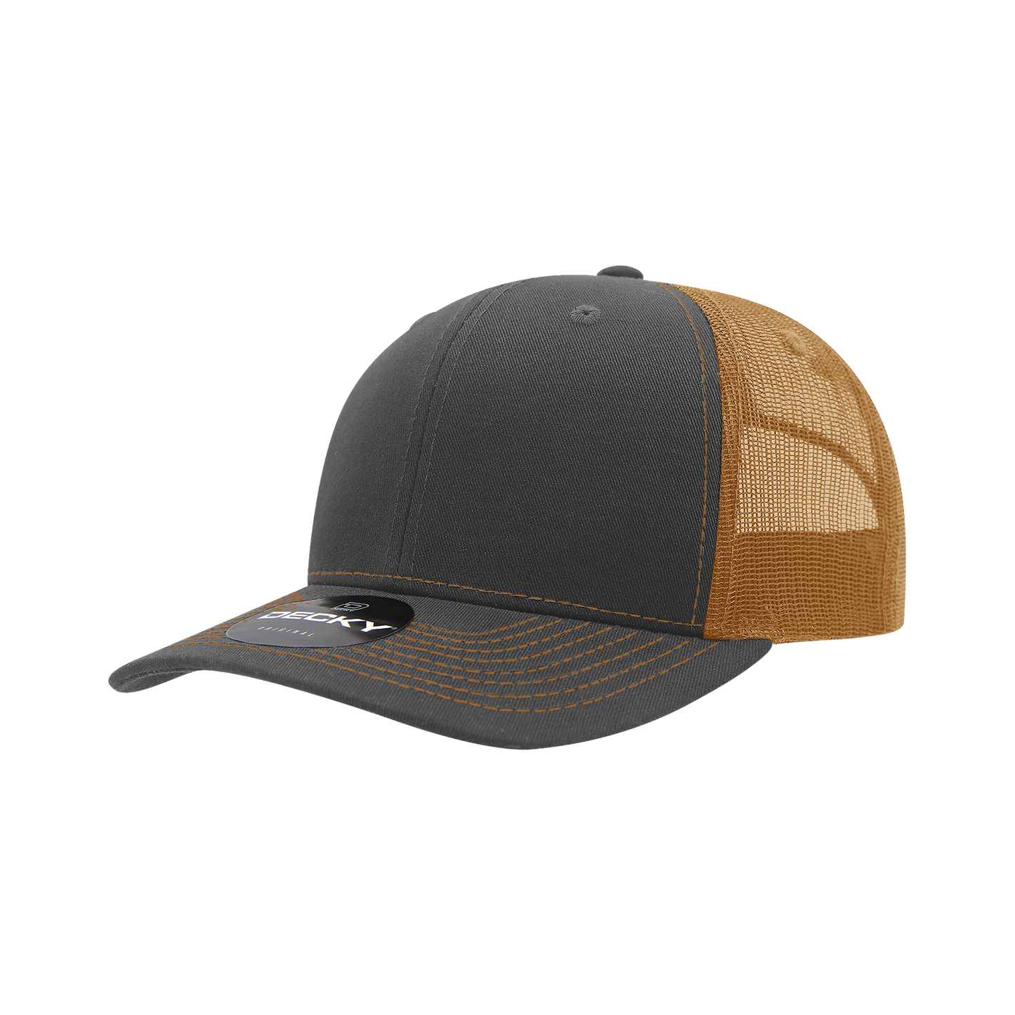 6031- 6 Panel Mid Profile Structured Contra-Stitch Trucker