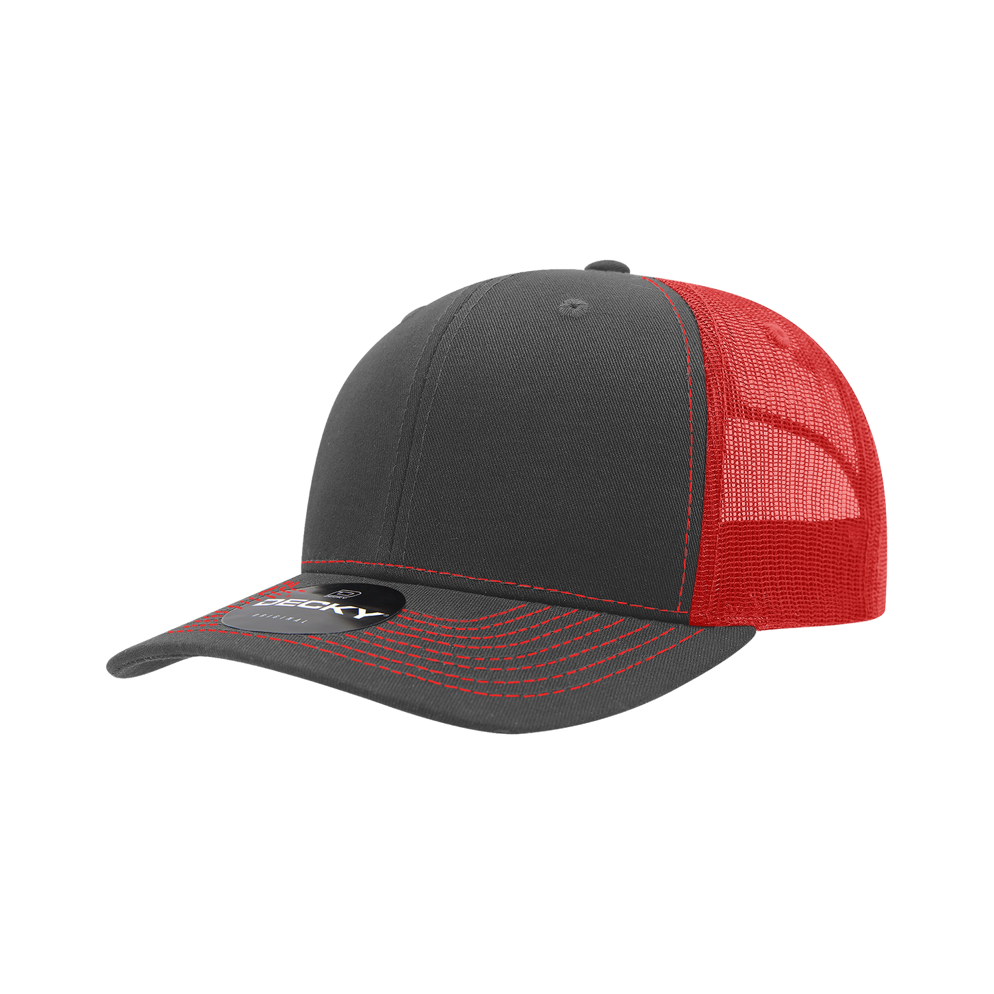 6031- 6 Panel Mid Profile Structured Contra-Stitch Trucker