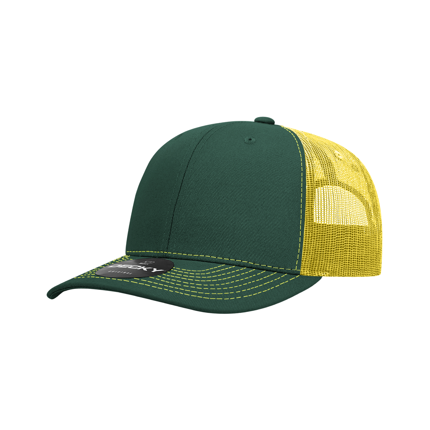 6031- 6 Panel Mid Profile Structured Contra-Stitch Trucker