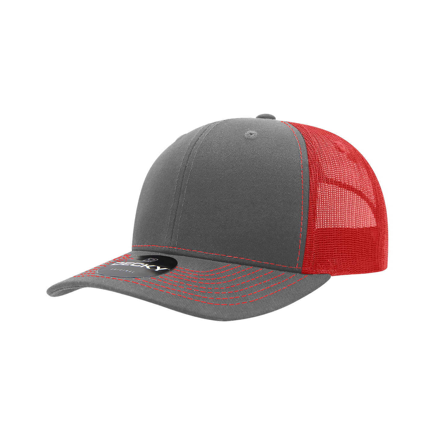 6031- 6 Panel Mid Profile Structured Contra-Stitch Trucker