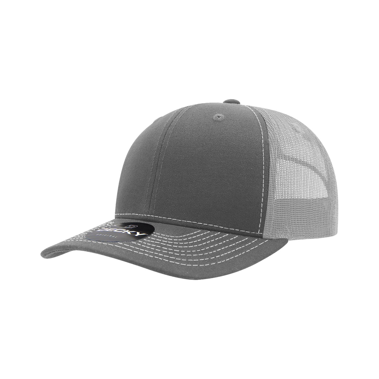 6031- 6 Panel Mid Profile Structured Contra-Stitch Trucker