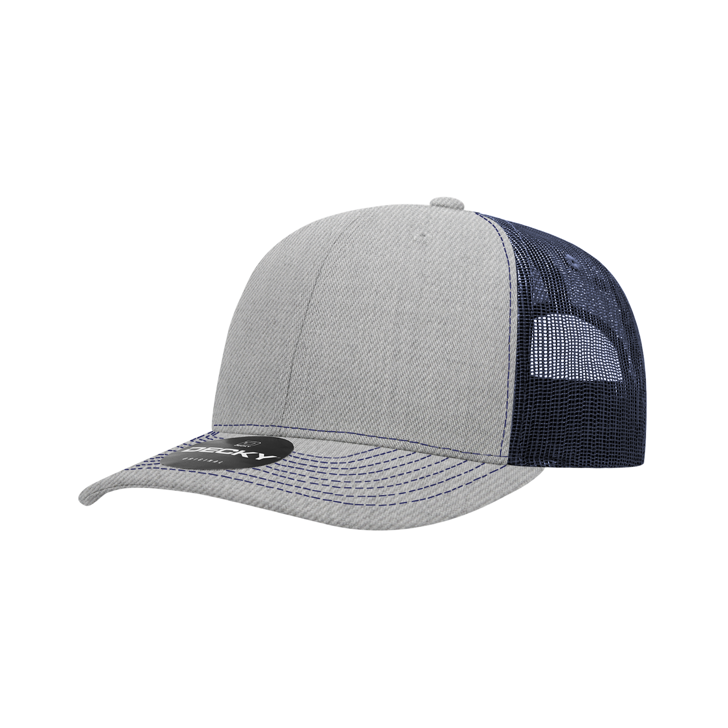 6031- 6 Panel Mid Profile Structured Contra-Stitch Trucker