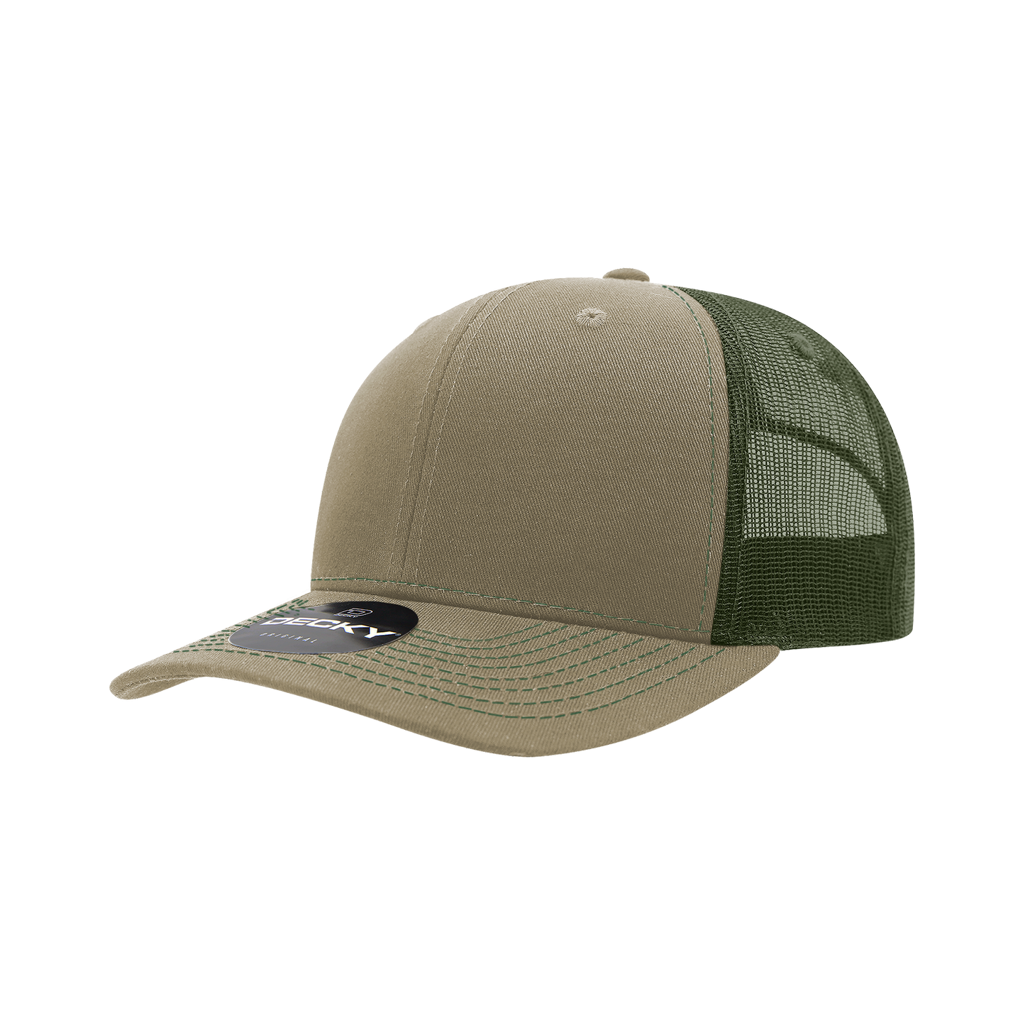 6031- 6 Panel Mid Profile Structured Contra-Stitch Trucker