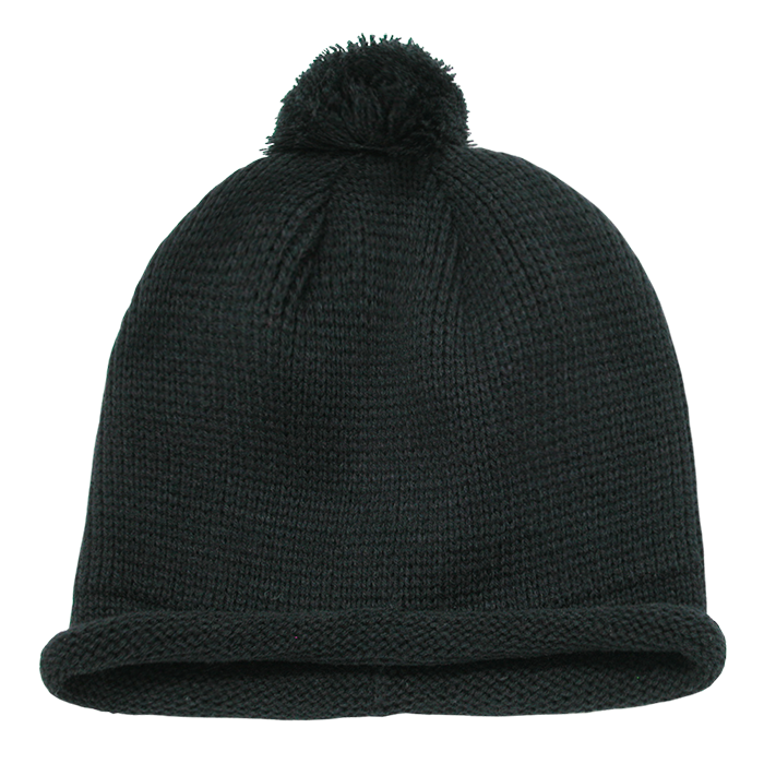 DECKY Solid RollUp Beanie w / PomPom