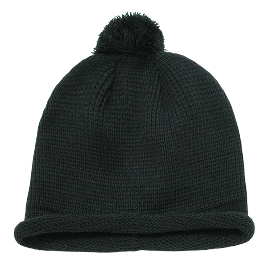 DECKY Solid RollUp Beanie w / PomPom