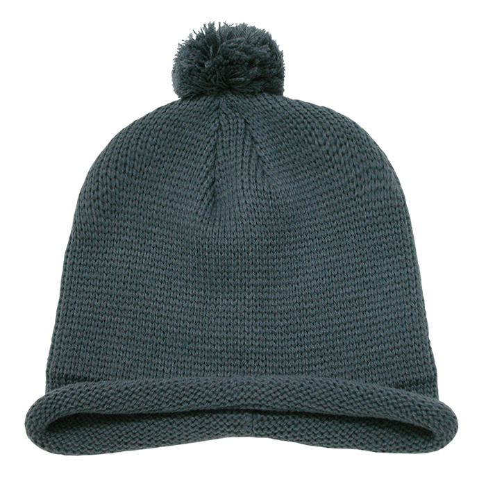 DECKY Solid RollUp Beanie w / PomPom