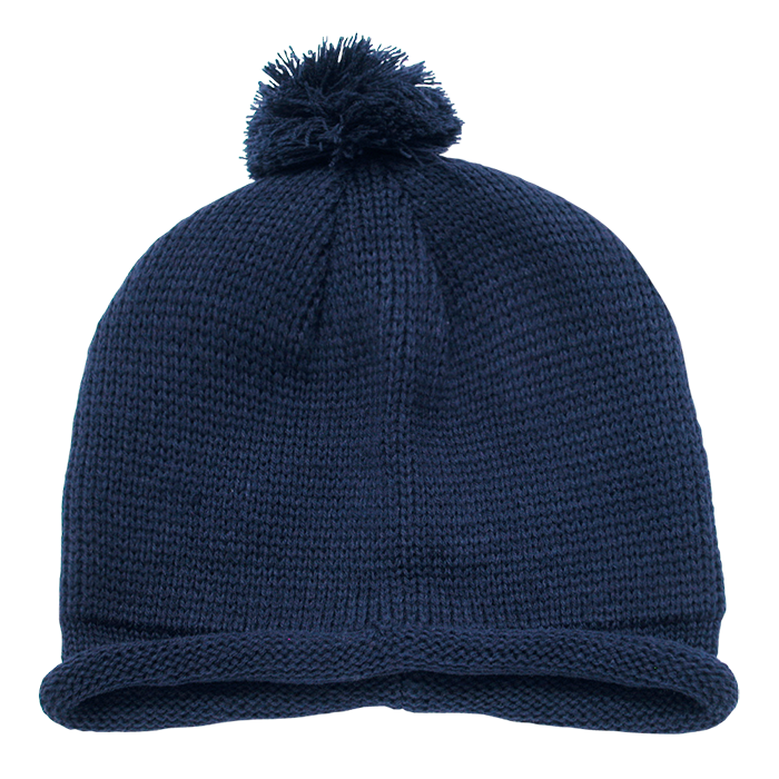 DECKY Solid RollUp Beanie w / PomPom