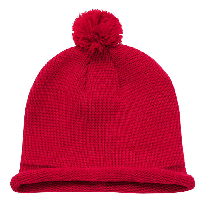 DECKY Solid RollUp Beanie w / PomPom