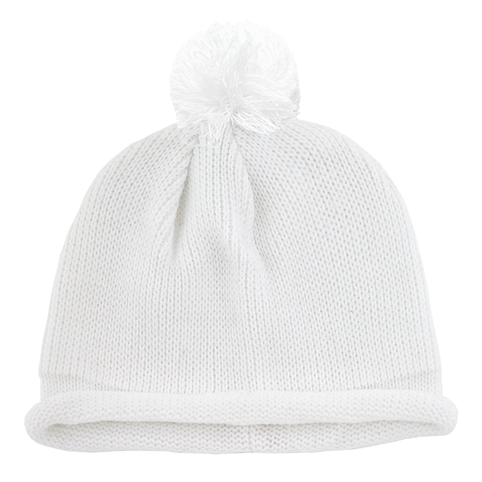 DECKY Solid RollUp Beanie w / PomPom