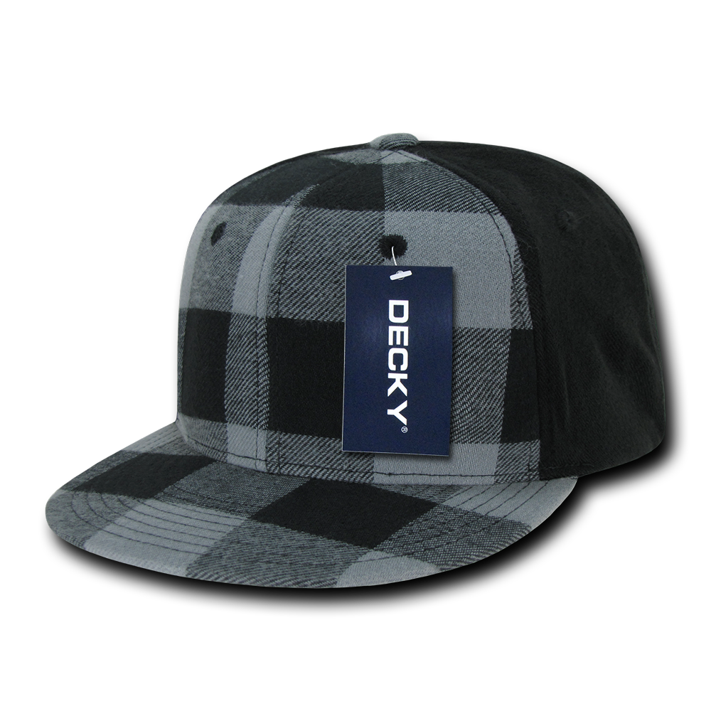 DECKY 6 Panel High Profile Structured Plaid Flex Cap