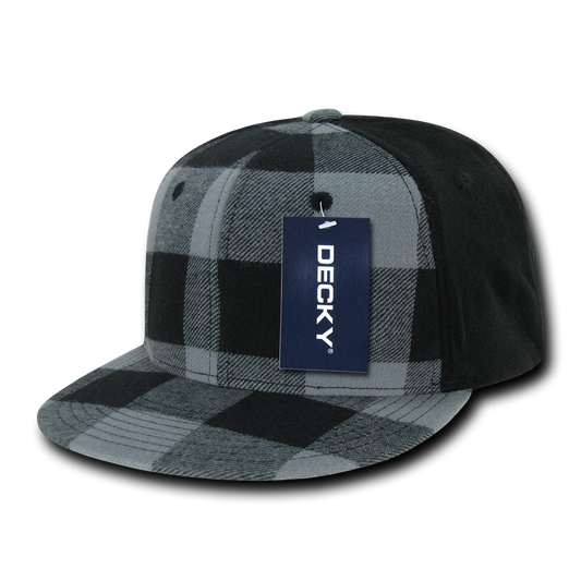 DECKY 6 Panel High Profile Structured Plaid Flex Cap