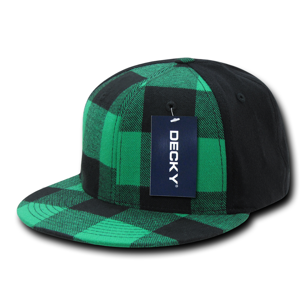 DECKY 6 Panel High Profile Structured Plaid Flex Cap