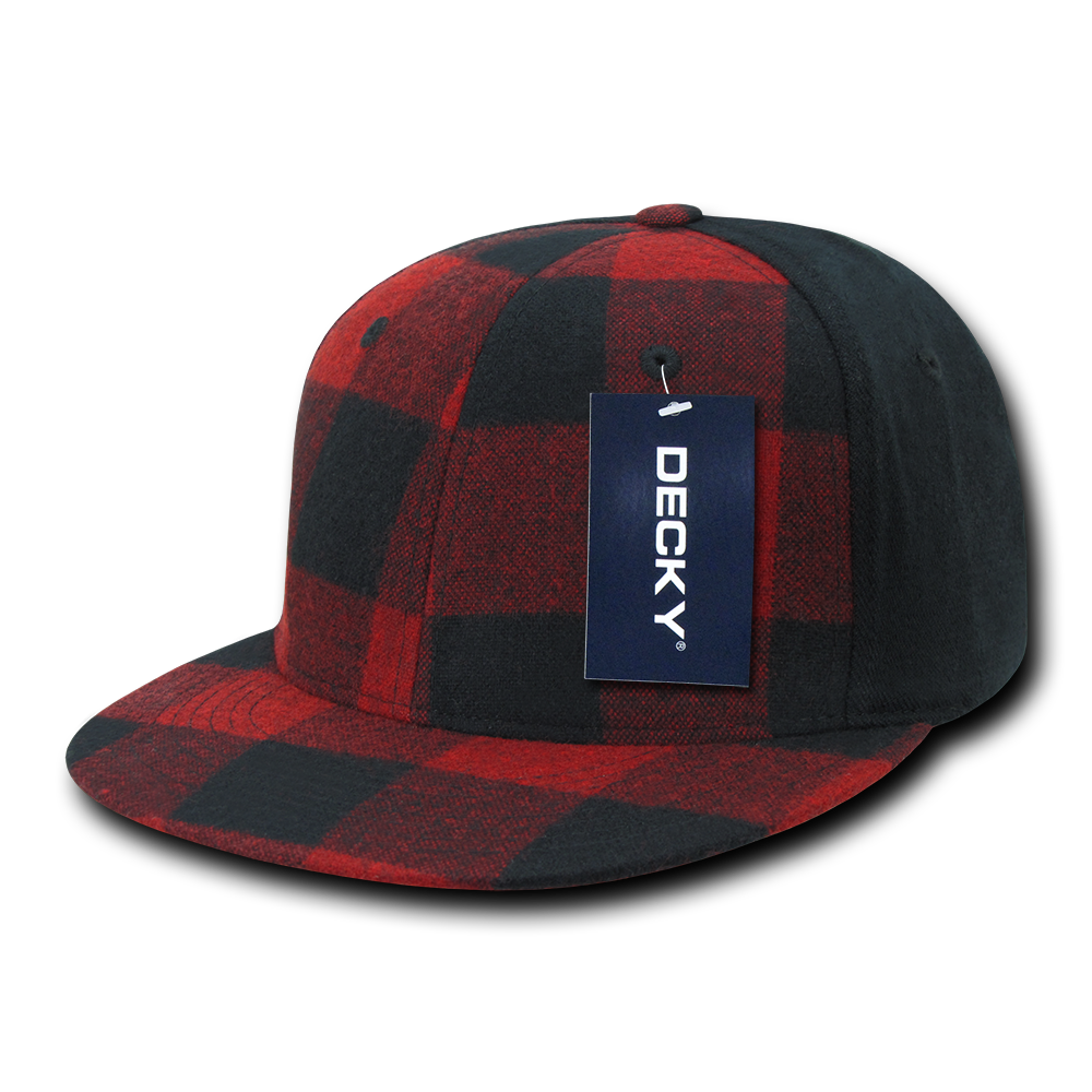 DECKY 6 Panel High Profile Structured Plaid Flex Cap