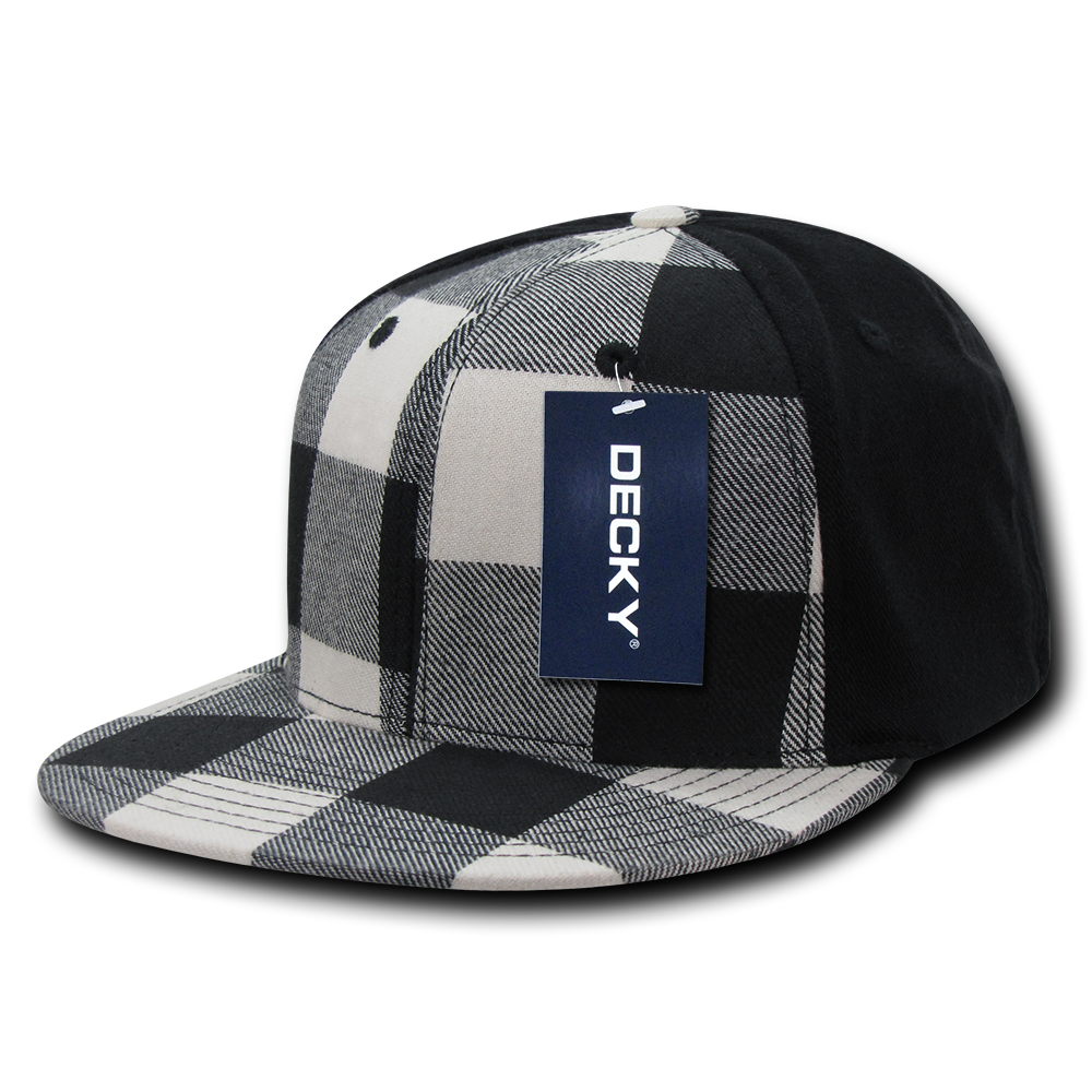 DECKY 6 Panel High Profile Structured Plaid Flex Cap