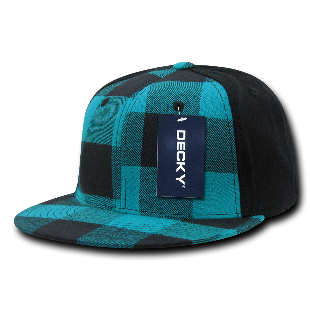 DECKY 6 Panel High Profile Structured Plaid Flex Cap